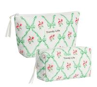 HAOGUAGUA 2 Pieces Makeup Bag, Small Large Quilted Cosmetic Bag, Travel Floral Make Up Toiletry Organizer Bag for Women Girls, 2PCS STYLE A-2, Floral Make Up Bag