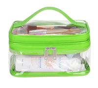HAOGUAGUA Double Layer Clear Cosmetic Bag Makeup Bag, Waterproof Travel Toiletry Bag, Transparent PVC Pouch Organizer, Green, Double Layer Clear Cosmetic Bag