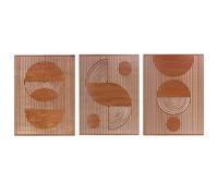 Haohai 3pcs Wooden Wall Art, Mountains Decor Single Line Minimalist Decor Mountain Wall Art, Abstract Mountain Line Wood Wall Decors Hanging for Living Room Bedroom Bathroom Home Decors (Dark brown)