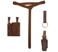 Haohai 4PCS Renaissance Belt Pouch, Medieval Leather Belts Pouch with Potion Bottle, Medieval Festival Costume Accessories for Halloween, Cosplay Accessory Potion Belt With 2 Stoppers (Brown)