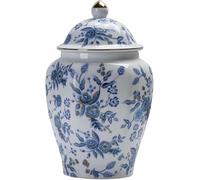 haohang Hexagonal Ceramic Ginger Jar With Lid, Blue And White Chinese Porcelain Tea Canister, Floral Temple Jar Vase For Home Decor, Retro Oriental Office & Table Centerpiece(A)