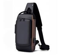 haohang Men's Sling Bag with USB Charging Port, Anti-Theft Crossbody Bag Waterproof Chest Pack, Sport Shoulder Backpack(Black+gold)