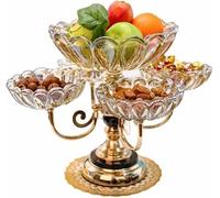 haohang Multi-layer Fruit Basket, Rotatable European Crystal Glass Fruit Tray, Fruit Bowl, Suitable For Home Living Room Tea Table Decoration