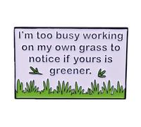 haohaoyu Sarcasm Words Brooch Green Grass Funny Ice Breaker Metal Badge Brooch Quotes Enamel Lapel Pin Badge for Backpacks Clothing Accessory DIY Crafts Women Men Friends Gift