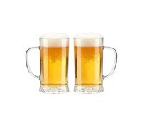 HAOHEJIA Plastic Pint Glasses Set of 2, 700ml Beer Stein with Handle, Reusable Beer Mugs, Unbreakable Pint Glasses Tankard for Home Pub & Party