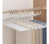 HAOHEJIA Trouser Hangers Space Saving, 10 Pack Trousers Hangers Black for Wardrobe, Heavy Duty Non-Slip Open Ended Trousers Pants Jeans Hanger for Women Men, White
