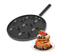 HAOHIZE 7 Moulds Non-Stick Aluminum Pancake Pan, Lazy Man Frying Pan, Cake Griddle, Breakfast Omelet Maker for Mini Crepe, Egg, 30cm