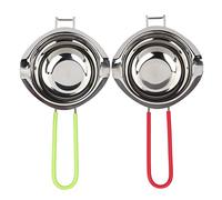 HAOHIZE Double Boiler Pot,2PCS 400ml Stainless Steel Melting Pot Cookware Tool for Butter Chocolate Cheese Kitchen Supplies (Green+red)