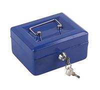 HAOHIZE Lock Box, Safe Storage Box with Key Lock and Safe Box Security Safe Mini Portable Iron Petty Lockable Cash Money Safe Security Box (Small Blue)