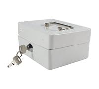 HAOHIZE Lock Box, Safe Storage Box with Key Metal Box Lock Fireproof and Safe Box Security Safe Lock Box Mini Portable Iron Petty Lockable Cash Money Safe Security Box (Small White)