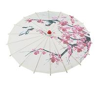 HAOHIZE Paper Parasol, Chinese Japanese umbrellas for Women Small Size Handmade Oiled Paper Umbrella Art Classical Dance Umbrella Plum Blossom for Weddings and Personal Sun