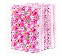 HAOHIZE Pink Cotton Fabric, 7Pcs 25cm Squares Sewing Material Quilting Accessories DIY Making Supplies Patchwork Fabric Fat Quarters Fabric Bundles for Cushions Floral Polka Dot Gingham Fabric