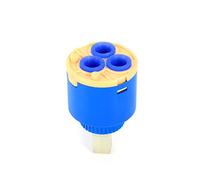 HAOHIZE Replacement Faucet Cartridge, Ceramic Cartridge Water Mixer Tap Inner Control Faucet Valve PP Plastic Blue Practical Kitchen Waterfall Faucet Valve (35mm/1.4in)