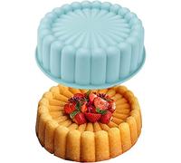 HAOHIZE Round Cake Pan, 7in Sunflower Shape Silicone Baking Pan Reusable Round Cake Bread Pie Flan Tart Pan Baking Trays for Cheese Cake, Chocolate Cake, Rainbow Cakes, Strawberry Short (Green)