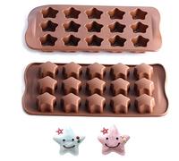 HAOHIZE Star Silicone Baking Tool, 15 Cavities Star Shaped Ice Cube Tray Mini Muffin Pan Cake Decoration Pastry Tool for Homemade Pet Treats Snacks Biscuits Candy Chocolate Gummy