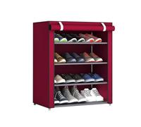 HAOHIZE Vertical Shoe Rack, Door Entrance Shoe Storage Cabinet for Entryway Plastic Shoe Shelves Organizer for Closet Non Woven Fabric Sturdy Standing Shoe Rack for Front (4 Tier)