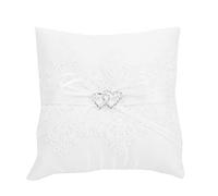 HAOHIZE Wedding Rings Pillow, 15 * 15 * 5.5cm/5.9 * 5.9 * 2.16inch Pillow Satin Flower Girl Cushion Lace Floral Lace Pearl Rings Bearer Cushion for Wedding