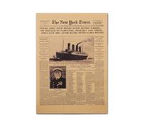 HAOHUODUO 20" x 14" Vintage Titanic Disaster Poster Unframed New York Times 1912 Front Sheet Replica on Kraft Paper Retro Western Art Prints for Home Decor Commemorating Titanic's Historic Sinking