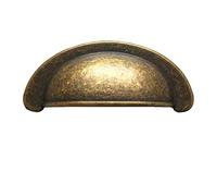 HAOJIazx 2 3/4" C-C Cup Drawer Pull Cabinet Handles Dresser Pulls Handle Kitchen Door Knob Hardware Black Antique Bronze Brass Brushed Nickel 2.75" 70 mm Centers (NO.46)(Antique Brass)