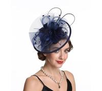 Haojing Sinamay Flower Feather Headband Fascinator Wedding Headwear Ladies Race Royal Ascot Pillbox Wedding Cocktail Tea Party Derby Hat for Women