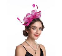 Haojing Sinamay Flower Feather Headband Fascinator Wedding Headwear Ladies Race Royal Ascot Pillbox Wedding Cocktail Tea Party Derby Hat for Women