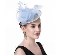 Haojing Sinamay Flower Feather Headband Fascinator Wedding Headwear Ladies Race Royal Ascot Pillbox Wedding Cocktail Tea Party Derby Hat for Women