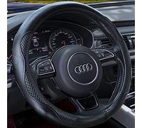 Haokay Heavy Duty Pure Cowhide Steering Wheel Cover, Genuine Leather Steering Wheel Cover with 15 Inches Universal Fit (Black-3)
