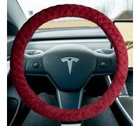 Haokay Winter Fluffy Steering Wheel Cover for Tesla Model Y/3 2016-2025 2026 Highland/Juniper, Black,14 Inch Small Sized, Comfy Soft Short Plush, Non-Slip, Breathable