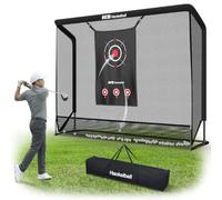 Haokelball Golf Hitting Net for Backyard, 10x8ft Driving Real Balls Practice Nets for Indoor Outdoor Use, Heavy Duty Netting with Side Barriers, Impact Target Cloth and Carry Bag