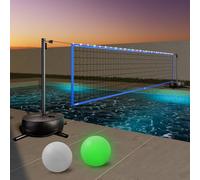 Haokelball Pool Volleyball Net Set - 15ft-32ft Adjustable Poolside Net with 2 Volleyballs, Pump & Carry Bag