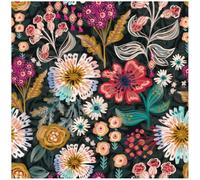 HAOKHOME Black Wallpaper Self Adhesive Boho Dark Floral Wall Paper Retro Removable Wall Mural for Bathroom Living Room Accent Wall Decor 3m x 44.5cm