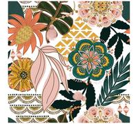 HAOKHOME Peel and Stick Wallpaper Tropical Floral Wallpaper for Living Room | Removable Self Adhesive Boho Contact Paper Stick on Wall Paper for Accent Wall Bathroom 3m x 44.5cm
