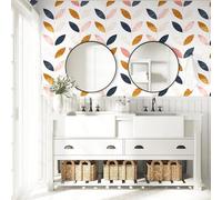 HAOKHOME Self Adhesive Wallpaper Boho Removable White/Tan/Navy Vinyl Self Adhesive Kids Wallpaper for Girls Bedroom Decor 3m x 44.5cm