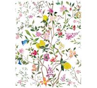 HAOKHOME Self Adhesive Wallpaper Floral Chinoiserie Wall Paper Lemon Removable for Bedroom White/Pink/Green Contact Paper 3m x 44.5cm