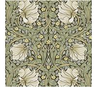 HAOKHOME Vintage Floral Wallpaper Peel and Stick Botanical Sage Green/Yellow Wall Murals Home Kitchen Bedroom Decor by William Morris 17.3in x 9.8ft