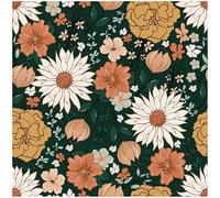 HAOKHOME Vintage Wallpaper Peel and Stick Floral Boho Moody Self Adhesive Wall Paper Removable for Bathroom Contact Paper Green/Terracotta 3m x 44.5cm