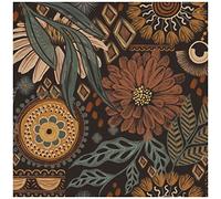 HAOKHOME Wallpaper Self Adhesive Floral Boho Brown/PeachPuff/Green Retro Wall Decor Bathroom Removable Mural 3m x 44.5cm
