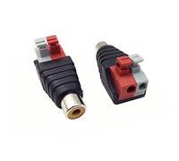Haokiang 2-Pack Speaker Phono RCA Female to 2 Screw Terminal Strip Audio Video Spring Press Type Balum Connector Adapter (RCA F/AV F)