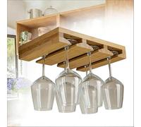 HAOKKV Bamboo Hanging Stemware Rack, Upside Down, Nordic Design, Home Use, Bar Counter, Stemmed Glass Rack, Solid Wood Wine Glasses Storage Hanger(46cm/18in)