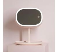 HAOKKV Smart Makeup Mirror With Light Portable Desktop Dressing Mirror Folding Table Lamp Mirror Touch Control 24cm*19cm*28cm LED Makeup Mirror Table Lamp(Cerise)