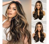 Haoland Blonde Wigs for Women 26 Inch Curly Synthetic Middle Part Blonde Curly Wavy Wigs Heat Resistant