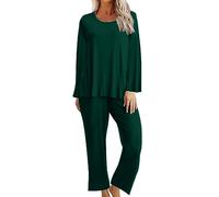 HAOLEI 2 Piece Lounge Wear Sets for Women UK Pyjama Set Sleep Matching Summer Petite Long Sleeve Shirts Elastic Waist Trousers Two Piece Outfits Casual Loose Loungewear Sleepwear Tracksuits