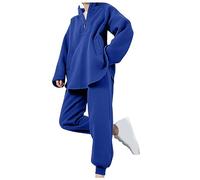 HAOLEI 2 Piece Outfits Women UK Fleece Lined Tracksuit Set Half Zip Stand Collar Casual Long Sleeve Pullover Jumper and Joggers Bottoms Sweat Suit Lounge Wear Activewear Sports Gym Set Ladies