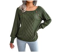 HAOLEI 2022 Jumper for Women UK Cable Knitted Plain Batwing Sleeve Pullover Sweaters Boat Neck Casual Loose Elegant Jumpers Ladies Army Green