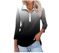 HAOLEI 3/4 Sleeve Tops for Women UK,Ladies 1/4 Zip Top Collared Tunic Shirt 2024 Fall Blouse Tops Solid Color Sweatshirt Petite Casual Loose Fit Pullover Comfy Going Out Tee Shirts