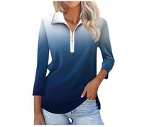 HAOLEI 3/4 Sleeve Tops for Women UK,Ladies 1/4 Zip Top Collared Tunic Shirt 2024 Fall Blouse Tops Solid Color Sweatshirt Petite Casual Loose Fit Pullover Comfy Going Out Tee Shirts