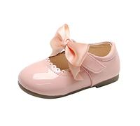 HAOLEI Baby Girls First Walking Shoes with Bowknot Soft Sole Newborn Loafers Moccasin Flat Anti-Slip Princess Wedding Dress Mary Jane Infant Toddler Prewalker Crib Shoes,0-6 Years Pink
