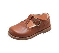 HAOLEI Baby Girl's T Bar Mary Jane Flat Close Toe Strappy Shoe Flats with Adjustable Strap Toddler Girls Leather Upper Rubber Sole School Shoes Size UK Child