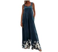 HAOLEI Baggy Dungarees for Women UK Stretchy Wide Leg Ladies Dungarees Floral Graphic Dragonfly Print Jumpsuit Suspender Ethnic Loose Fit Overalls Summer Beach Boho Jumpsuits & Playsuits with Pockets