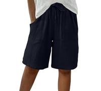 HAOLEI Bermuda Shorts for Women UK Clearance Knee Length Elasticated Waist Casual Loose Wide Leg Baggy Vacation Summer Beach Shorts
